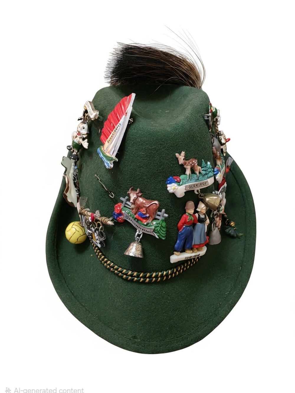 Green Kids Alpine Hat with Decorative Pins